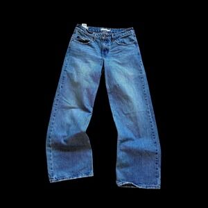 Levis Big E Low Rise Loose Jeans Womens 27 Medium Wash Blue Wide Leg